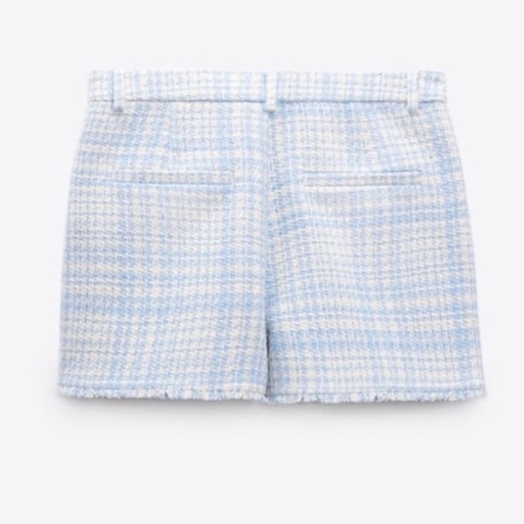 Zara Bloggers‎ Favorite Blue Structured Hight Waisted Shorts with Pockets Size L - Picture 13 of 15